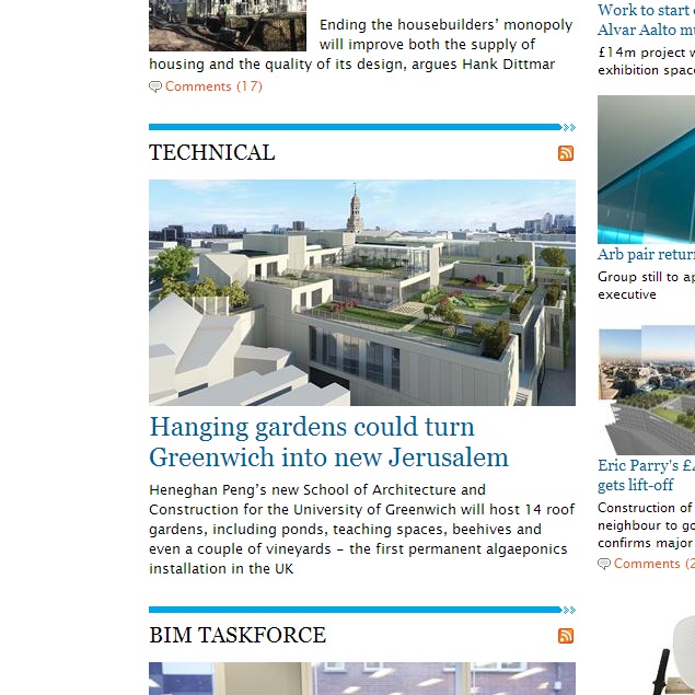 Building Design reports on the Hanging Gardens of Greenwich