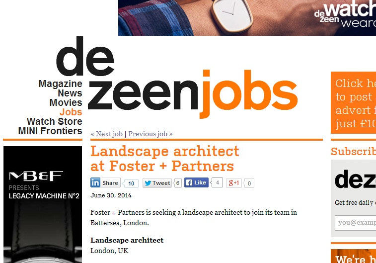 Job of the week: Landscape architect at Foster +&nbsp;Partners