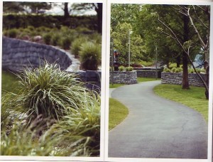 Wavy curves/organic informal design mixed with simple planting.
