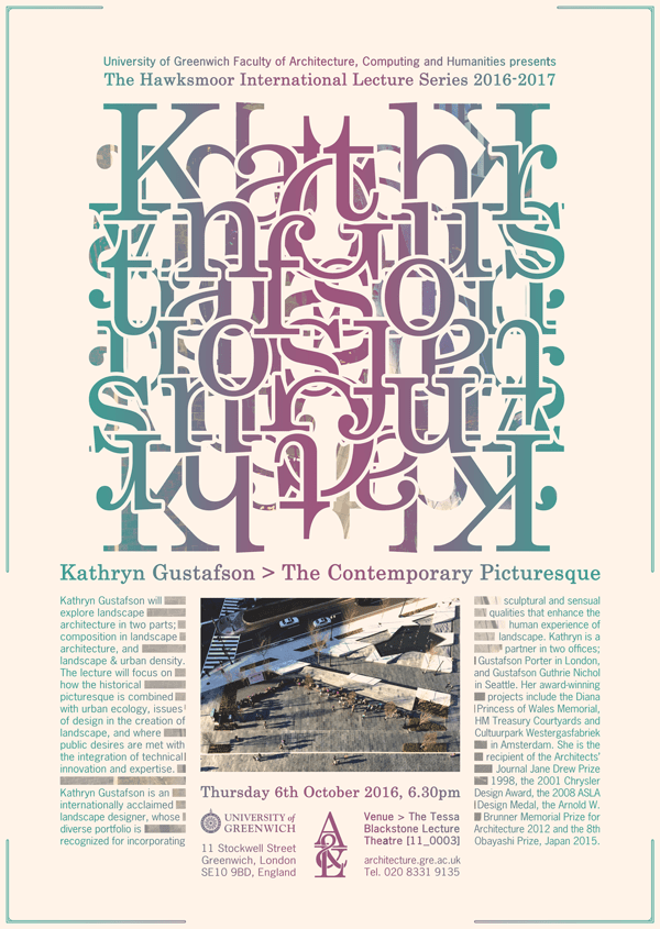 Kathryn Gustafson to speak at University of Greenwich: The Contemporary Picturesque